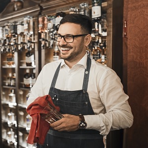 Smiling barman